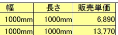 エポキシガラス板（積層板・規格品）販売価格表（縮小）